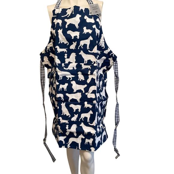 Apron Full Chef Dogs Puppies Navy Blue NWT - Picture 1 of 4